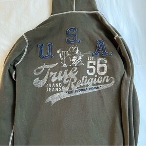 dark green true religion hoodie